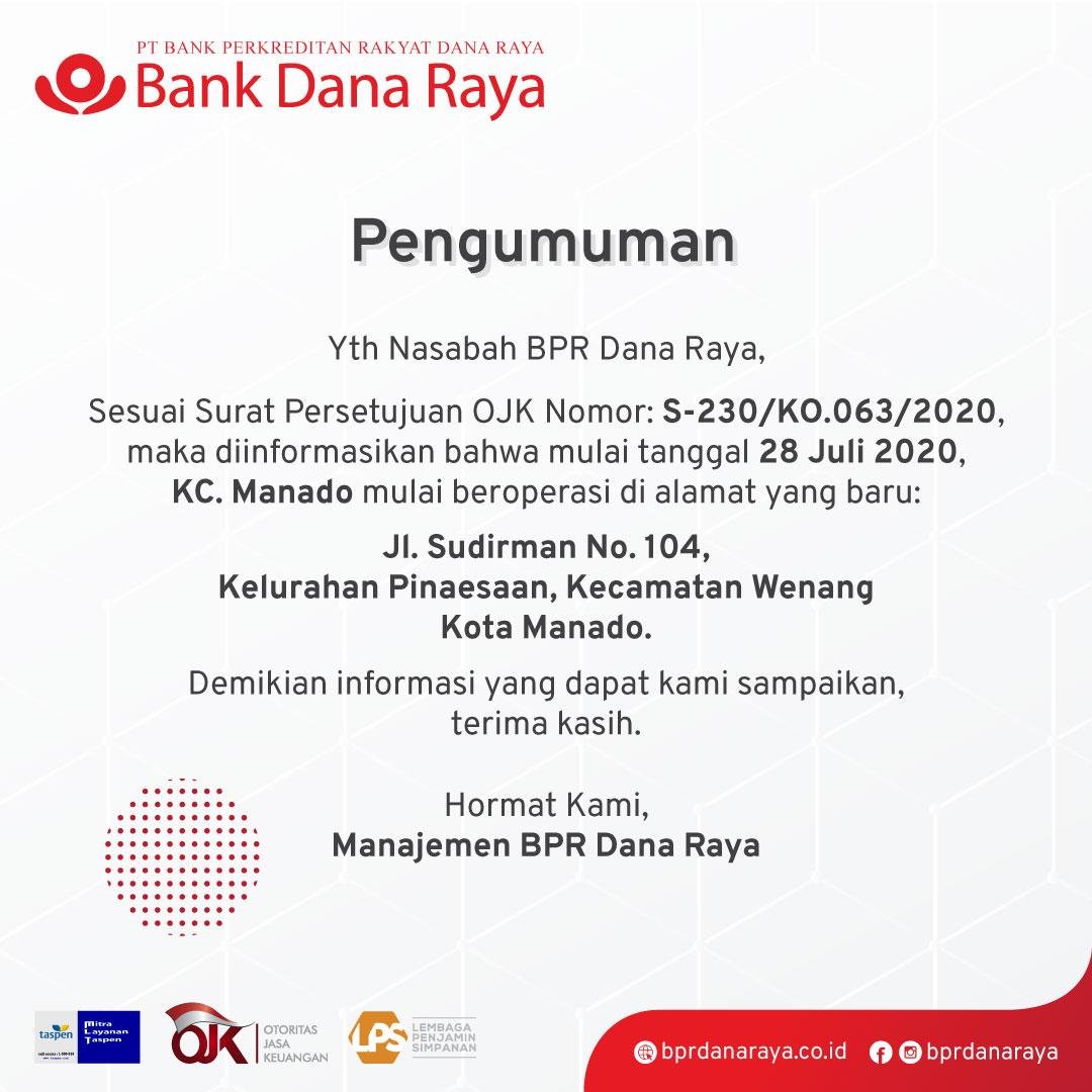 Pengumuman Pindah Alamat KC. Manado
